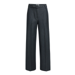 YAYA Geweven broek met wijde pijpen en riem cat black