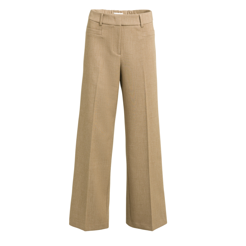 YAYA Geweven broek met rechte pijpen en middelhoge taille otter brown