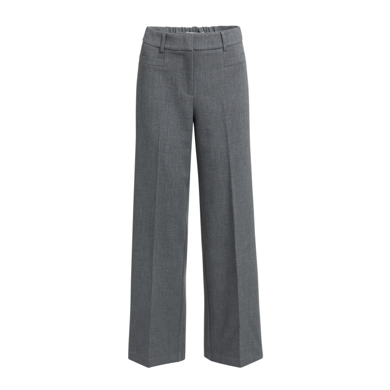 YAYA Geweven broek met rechte pijpen en middelhoge taille anthracite melange