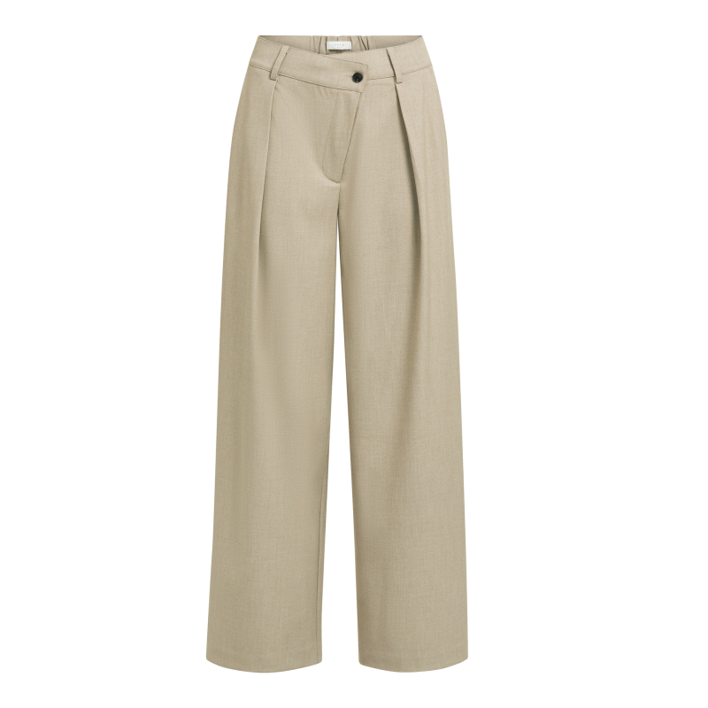 YAYA Geweven broek met wijde pijpen en een symmetrische gulp anthracite melange.
