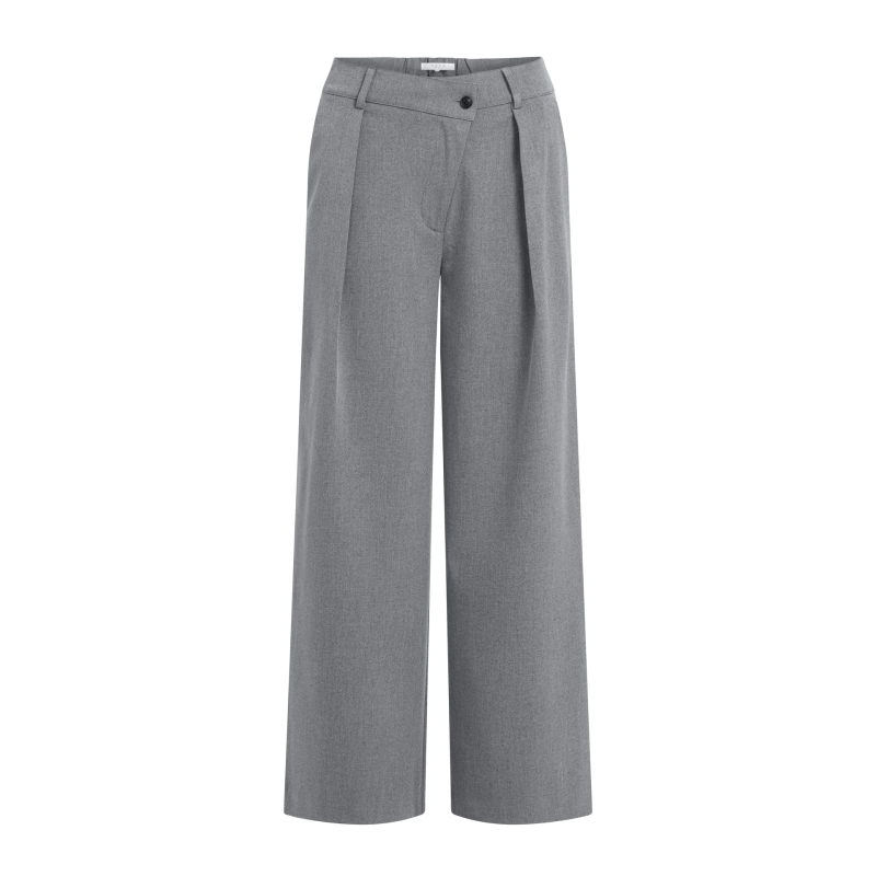 YAYA Geweven broek met wijde pijpen en een symmetrische gulp cashmere grey
