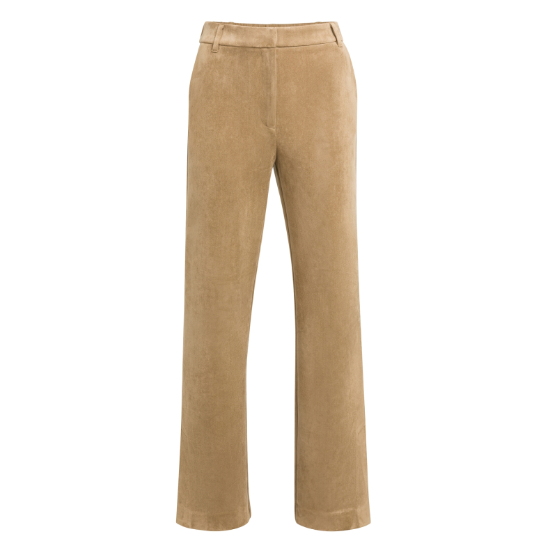 YAYA Suède broek met wijde pijpen otter brown