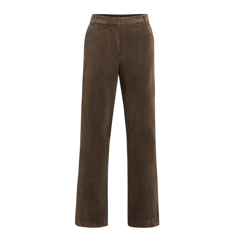 YAYA Suède broek met wijde pijpen black brown