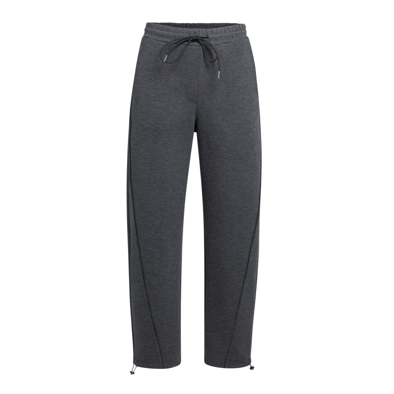 YAYA Jersey wijde broek met rechte pijpen hole black