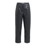 YAYA Kunstleren broek met wortelmodel en siernaden black.