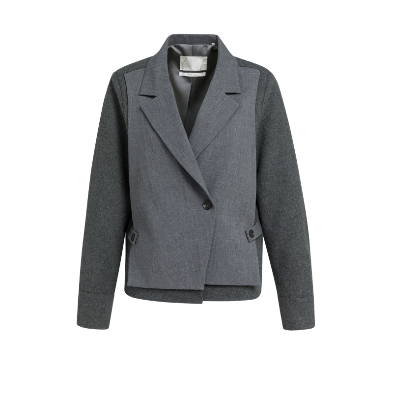 YAYA Geweven, losvallende blazer met contrasterende stof.
