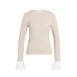 YAYA Jersey top met afneembare manchetten cashmere grey melange
