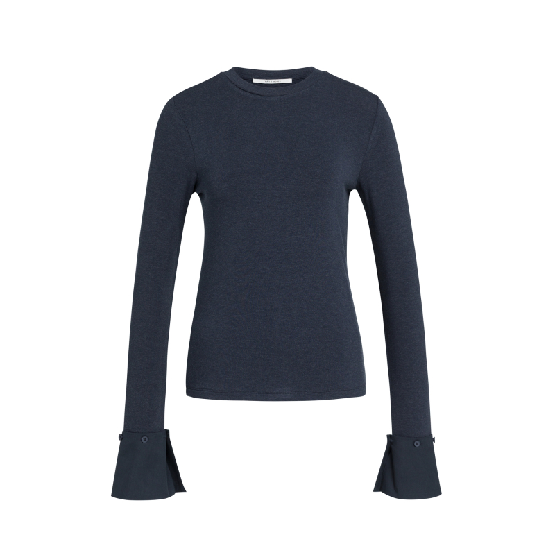 YAYA Jersey top met afneembare manchetten odyssey gray melange