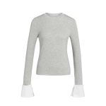 YAYA YAYA Jersey top met afneembare manchetten medium grey melange
