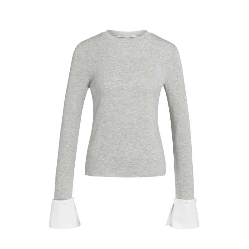 YAYA YAYA Jersey top met afneembare manchetten medium grey melange