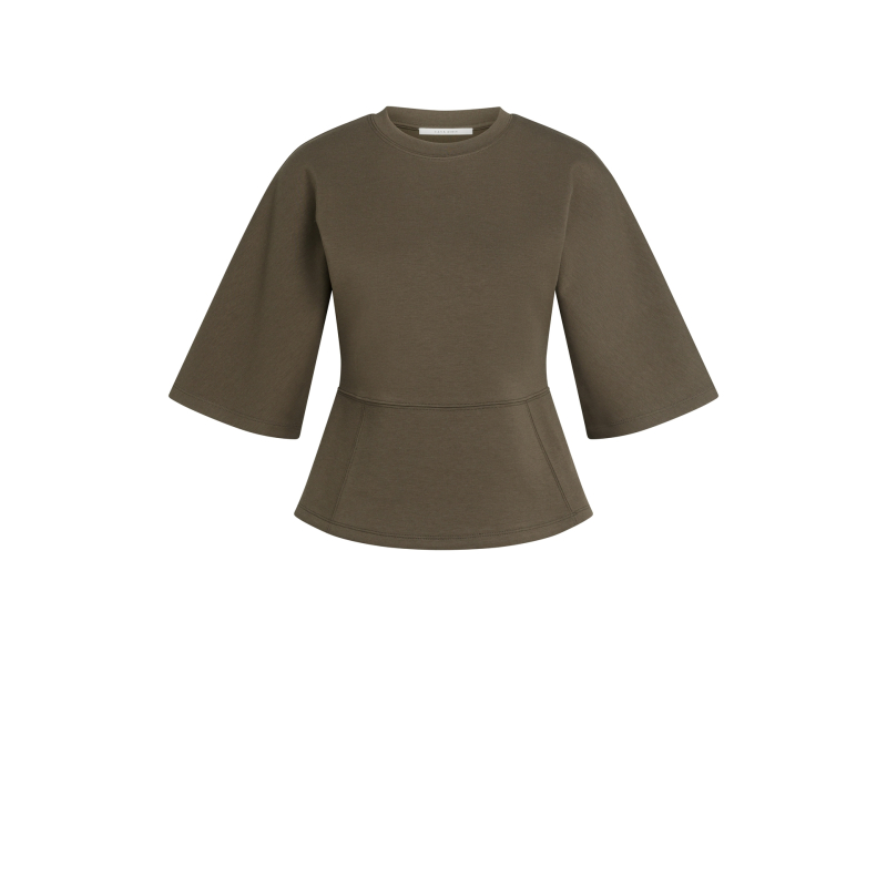 YAYA Zachte jersey top met wijde mouwen black brown