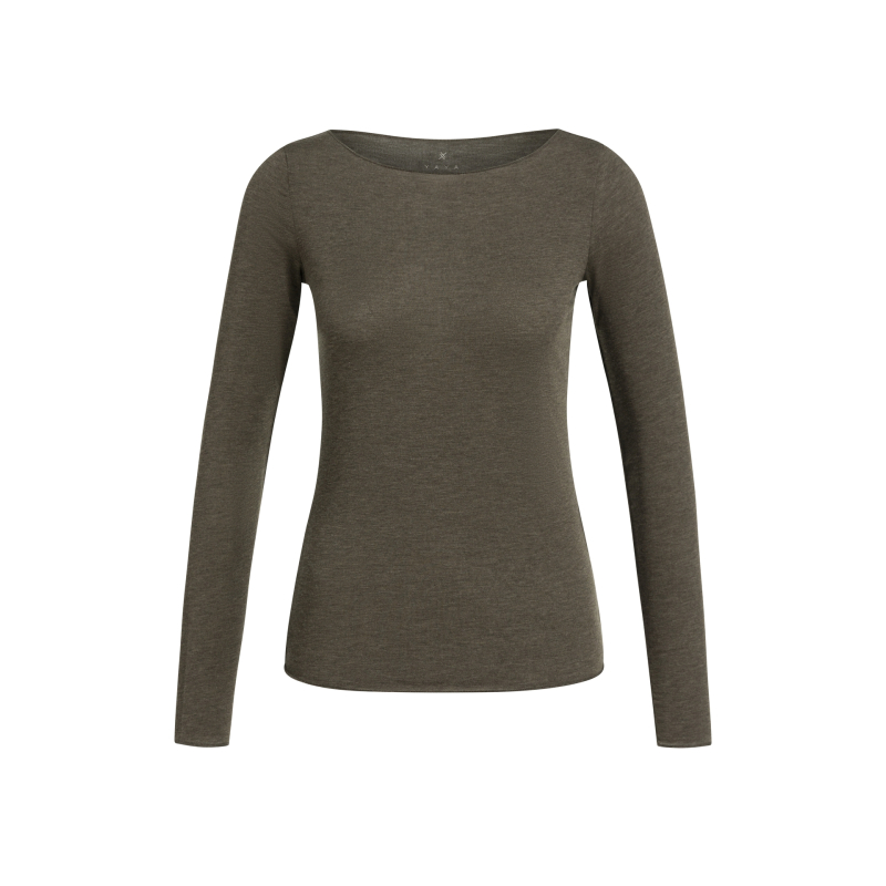 YAYA Top met lange mouwen en ronde hals black brown