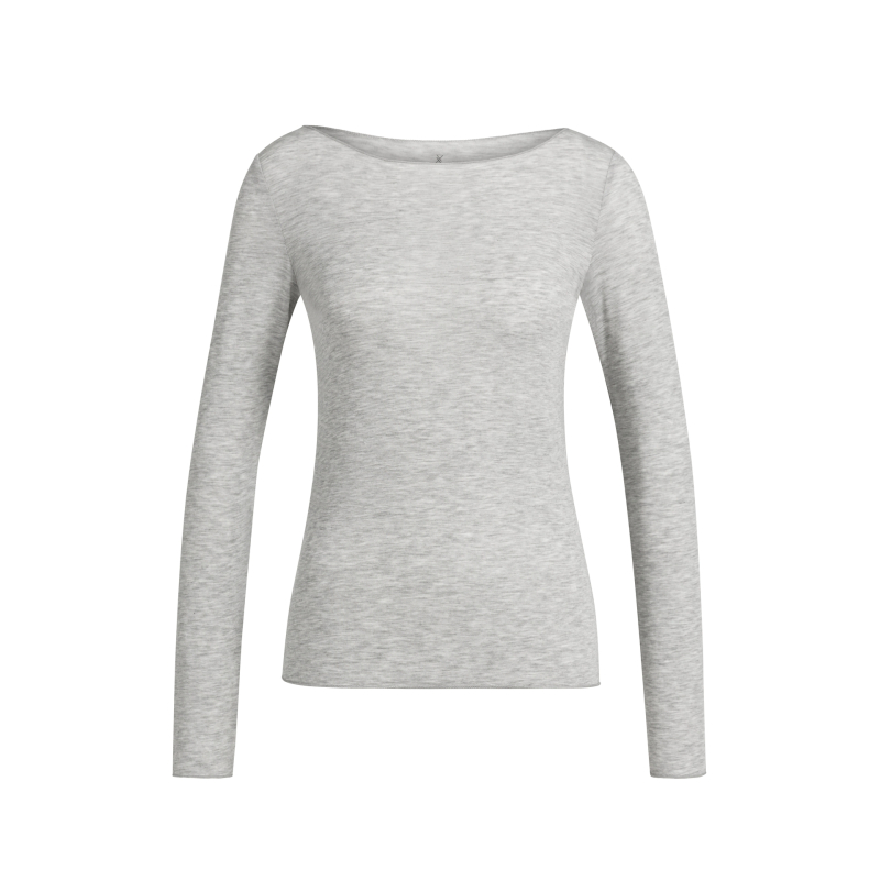 YAYA YAYA Top met lange mouwen en ronde hals medium grey melange