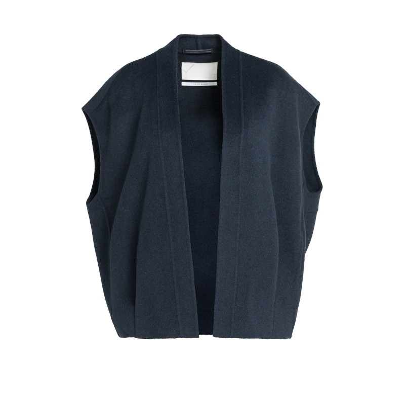 YAYA Oversized wolmix geweven bodywarmer cat black