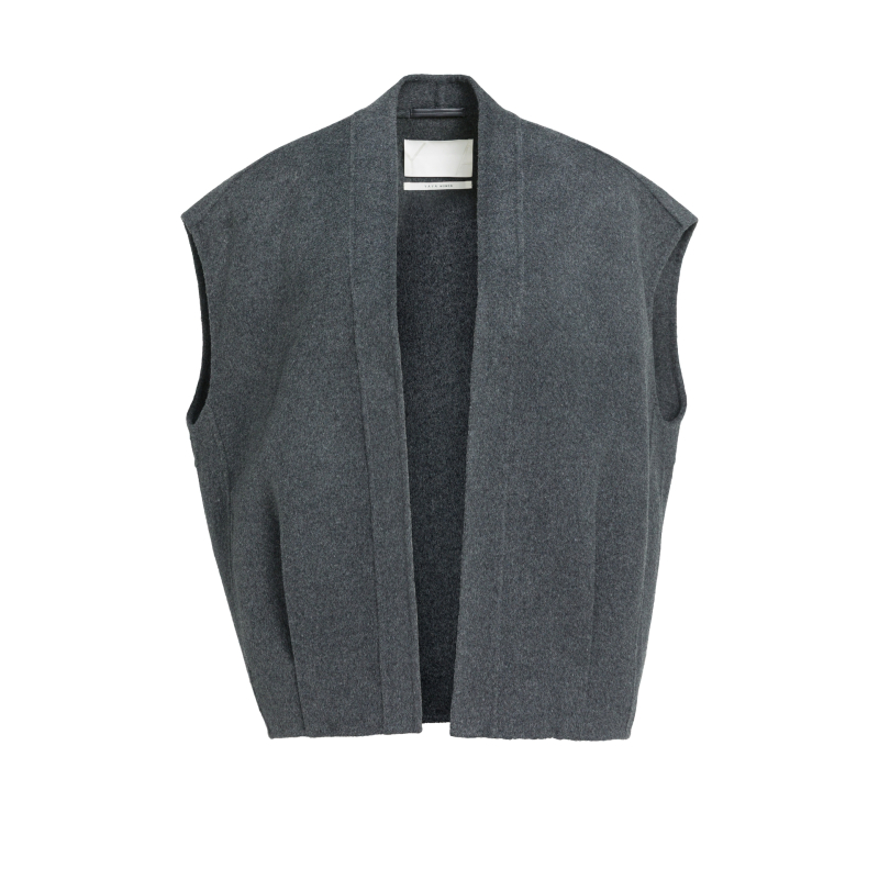 YAYA Oversized wolmix geweven bodywarmer grey