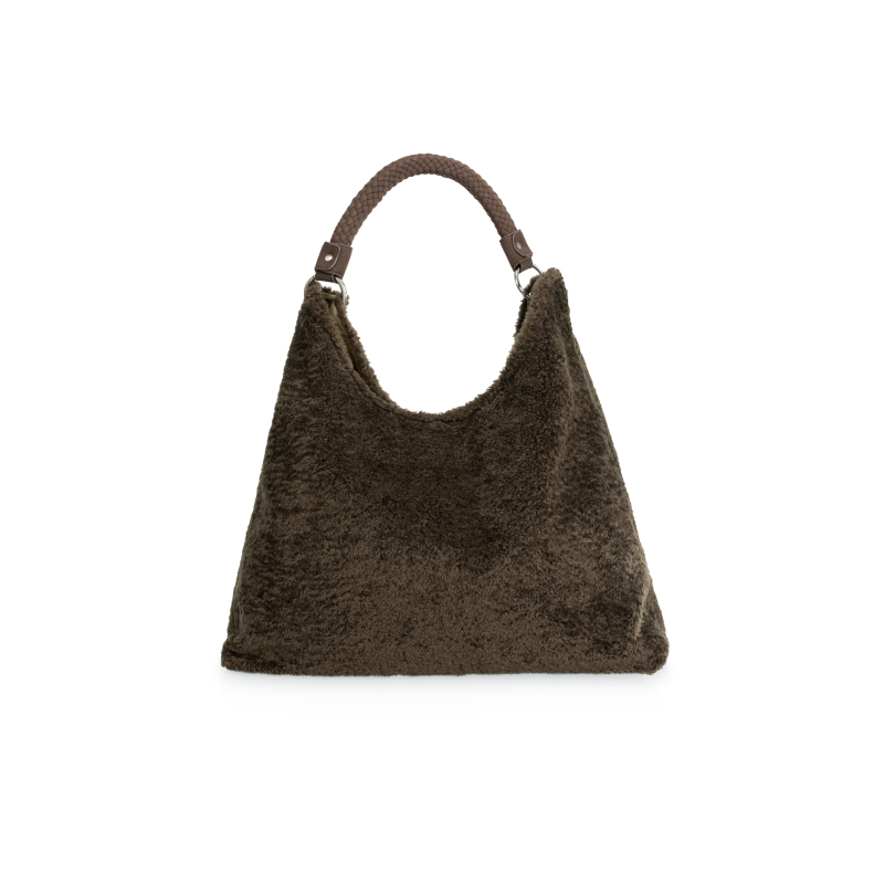 YAYA Omkeerbare tas van nylon en imitatiebont