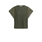 YAYA Sweater with transparant short army green
