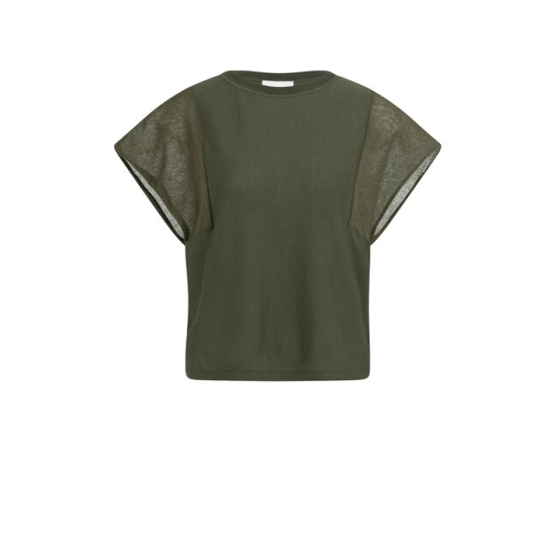 YAYA Sweater with transparant short army green