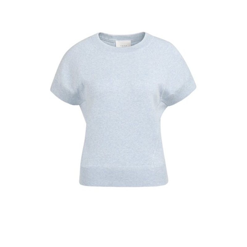 YAYA Sleeveless sweater with stitch light blue melange