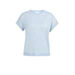 YAYA Knitted sweater with rolled ed light blue melange