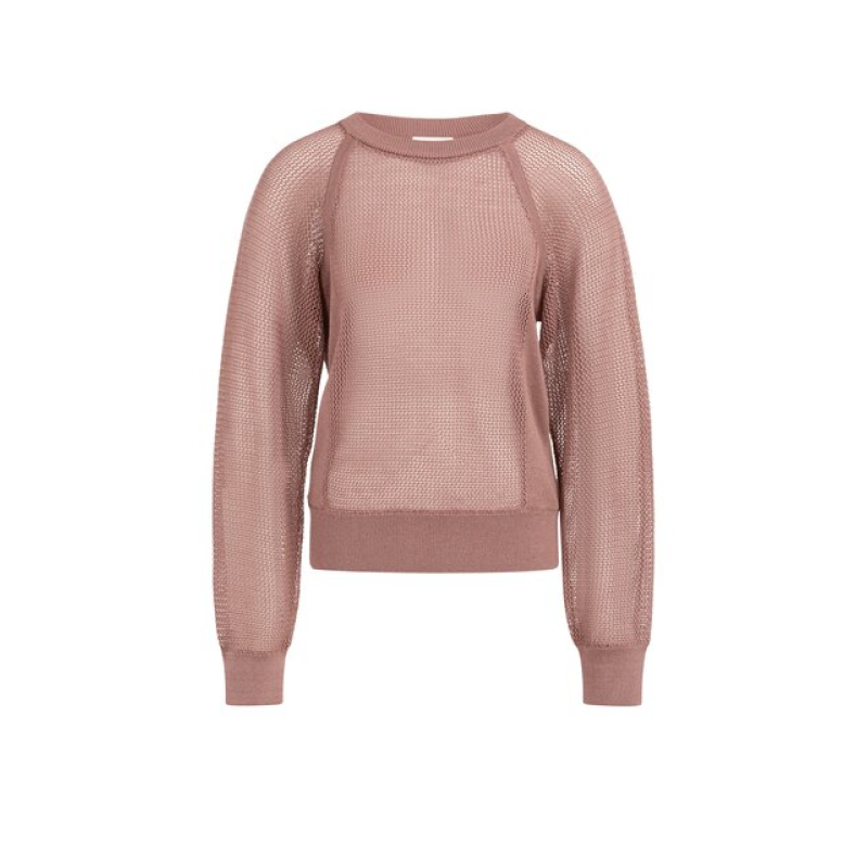 YAYA Mesh stitch raglan sweater burlwood pink