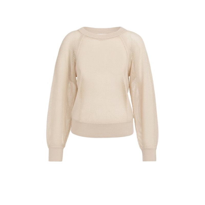YAYA Mesh stitch raglan sweater cloud creme white