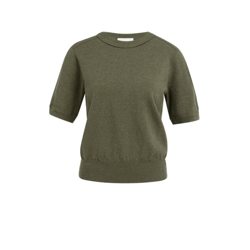 YAYA Short sleeve sweater with deta army green