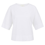 YAYA Boothals oversized fijngebreid t-shirt pure white