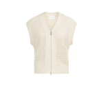 YAYA Mesh stitch sleeveless cardigan creme beige