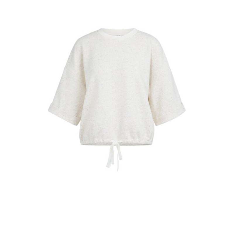 YAYA Short sleeve sweatshirt ivory white melange