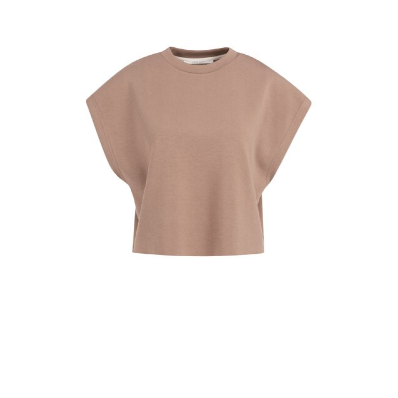 YAYA Sleeveless boxy sweatshirt brownie brown