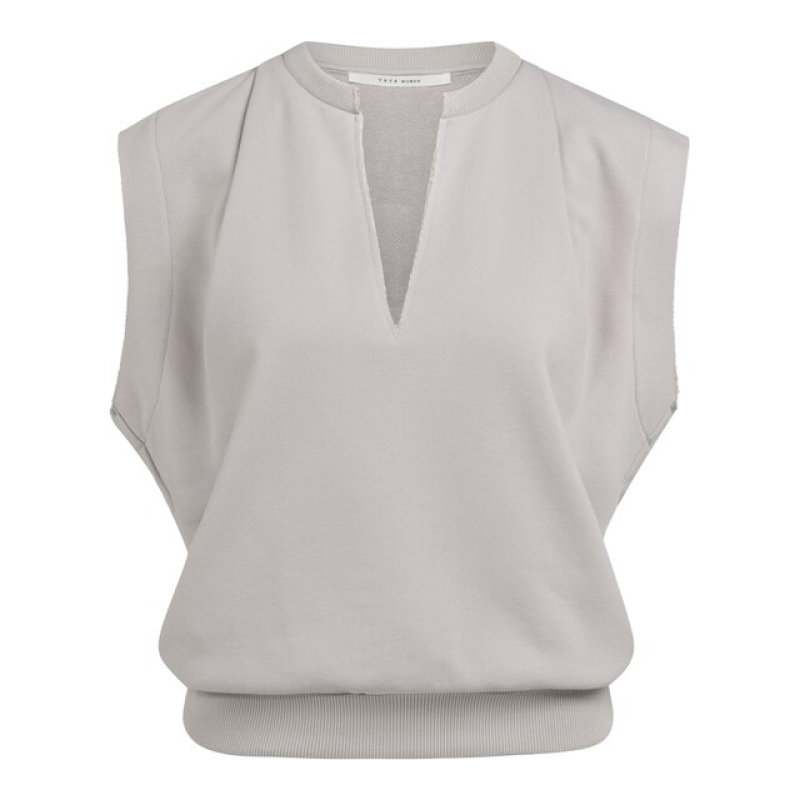 YAYA Mouwloos sweatshirt met v-hals gray
