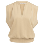 YAYA Mouwloos sweatshirt met v-hals semolina brown