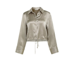 YAYA Crinkle blouse with drawstring crockery brown