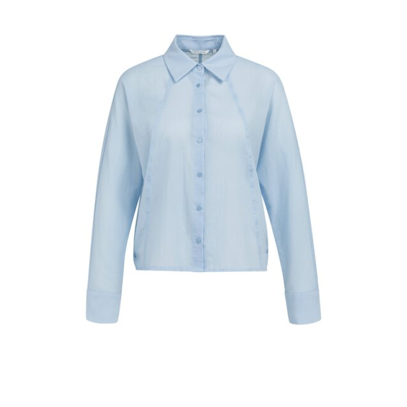 YAYA Batwing blouse with cut seams light blue