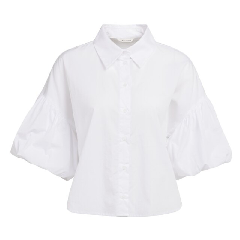 YAYA Blouse met volumineuze ballonmouwen pure white