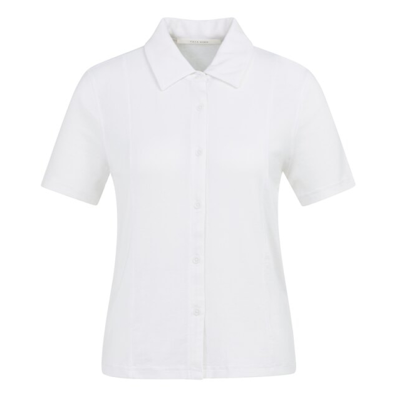 YAYA Jersey blouse met stikdetails pure white