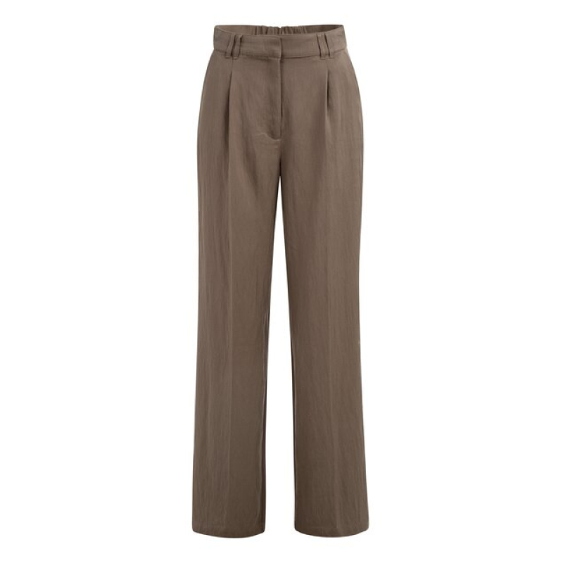 YAYA Woven wide leg trousers L32 washed brown