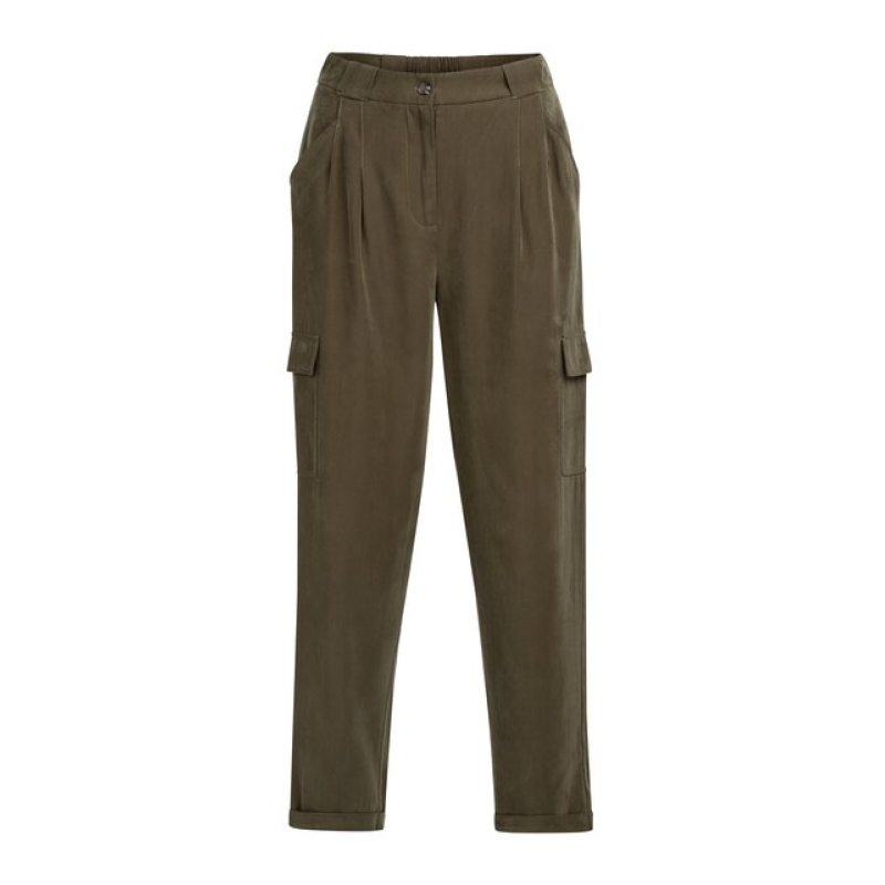 YAYA Woven straight leg cargo trousers army green