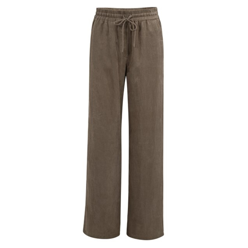 YAYA Woven wide leg trousers washed brown