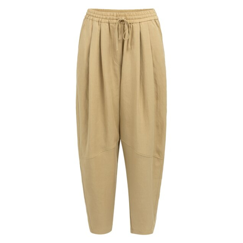 YAYA Geweven barrelbroek met elastische taille safari brown