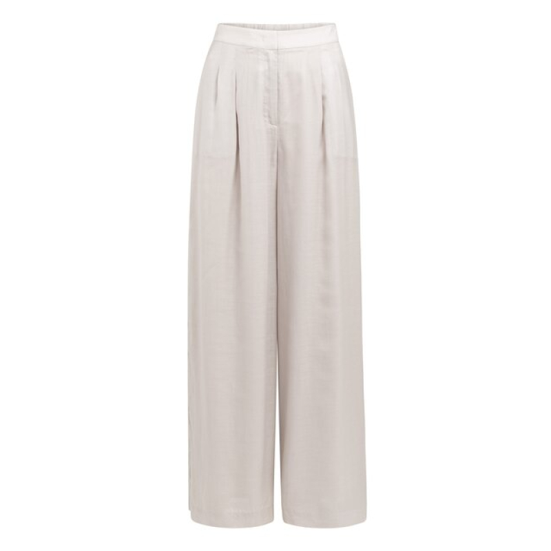 YAYA Wijde broek met deels elastische taille gray