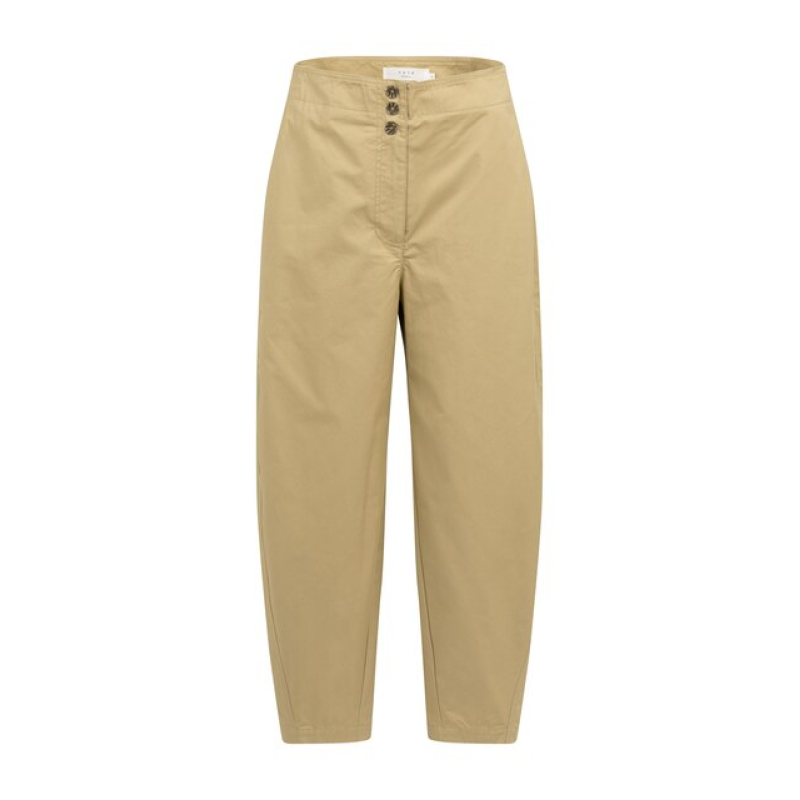 YAYA High-waist barrel-leg broek met knoopdetail safari brown