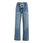 YAYA Loose fit worker straight denim mid blue denim