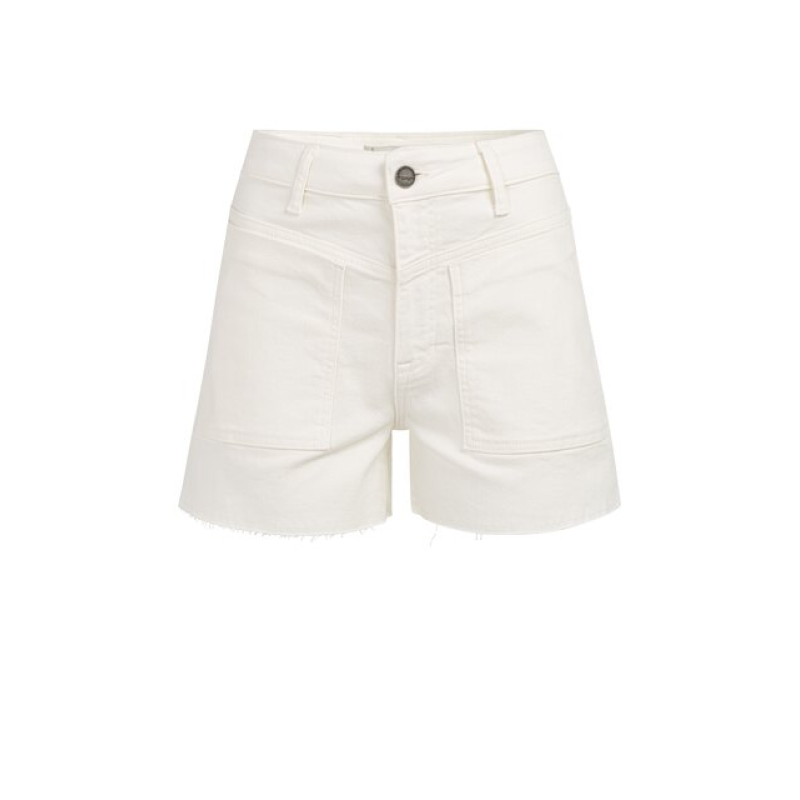 YAYA Loose fit colored worker short white denim