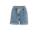 YAYA Loose fit worker shorts mid blue denim