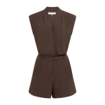 YAYA Woven sleeveless playsuit chocolate brown