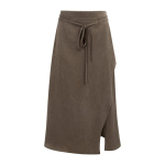 YAYA Woven midi skirt with wrap effect washed brown