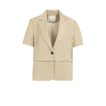 YAYA Woven shortsleeve blazer with crockery brown