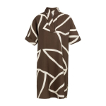 YAYA Printed dress with polo collar chocolate brown